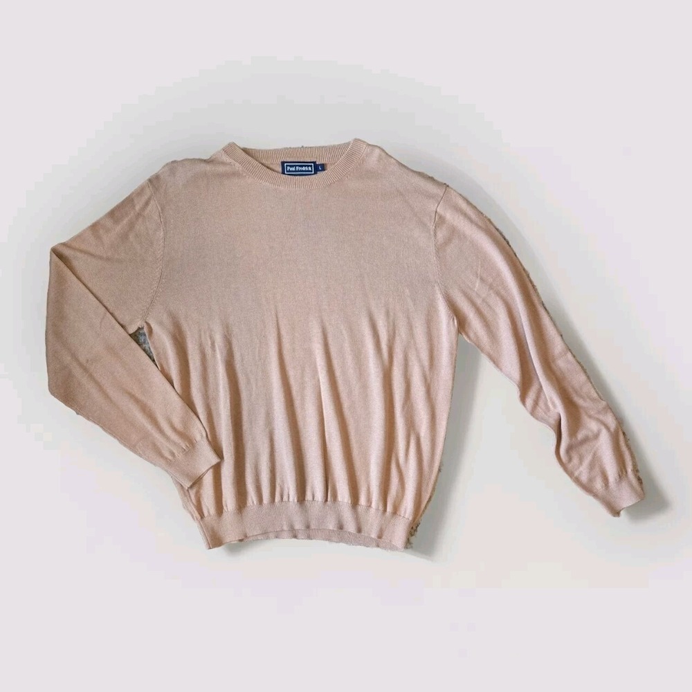 Paul Fredrick Light Sweater‎ Silk Cashmere Blend Camel Mens L